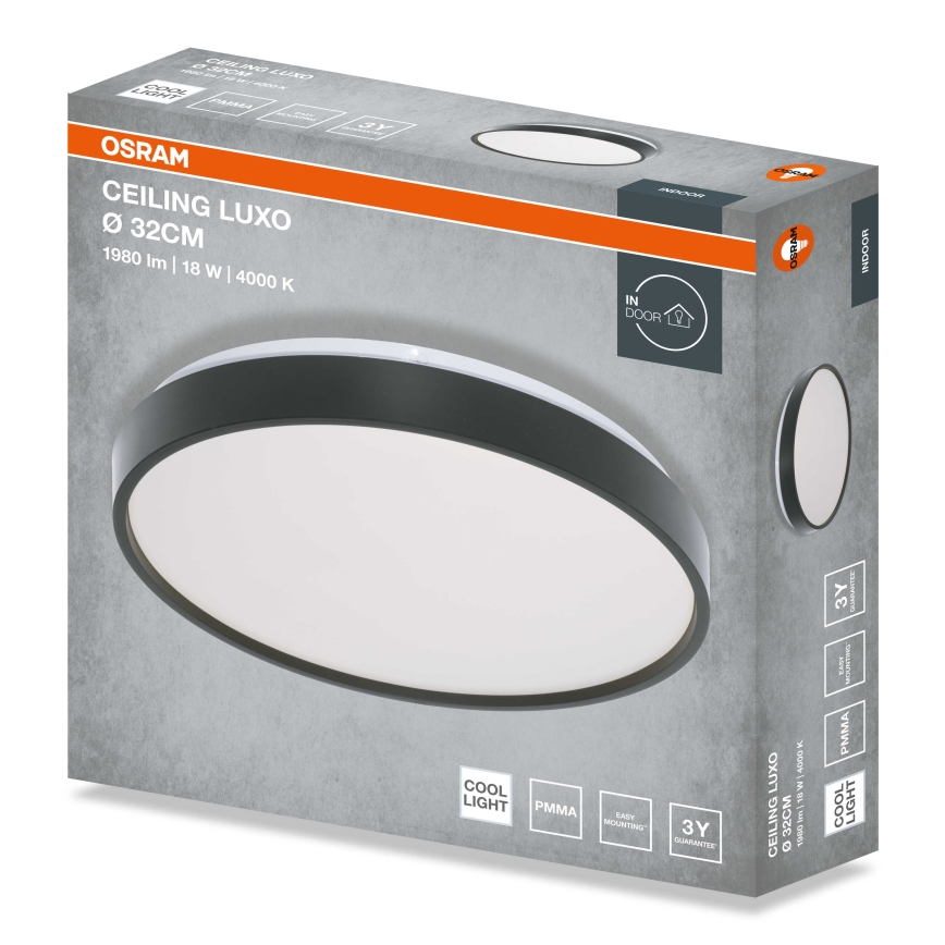 Osram - LED mennyezeti lámpa CEILING LUXO LED/18W/230V átm. 32 cm fekete