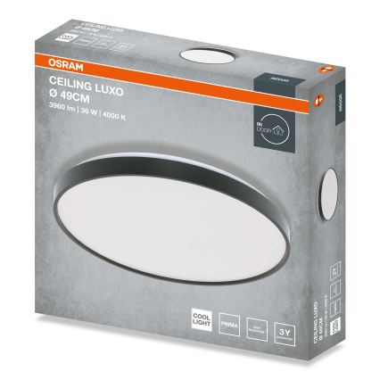 Osram - LED mennyezeti lámpa CEILING LUXO LED/36W/230V Ø 49 cm fekete