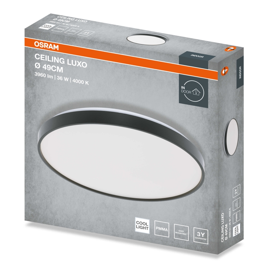 Osram - LED mennyezeti lámpa CEILING LUXO LED/36W/230V Ø 49 cm fekete