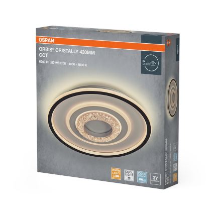Osram - LED mennyezeti lámpatest ORBIS CRISTALLY LED/50W/230V 2700/4000/6000K átm. 43 cm fehér/fekete