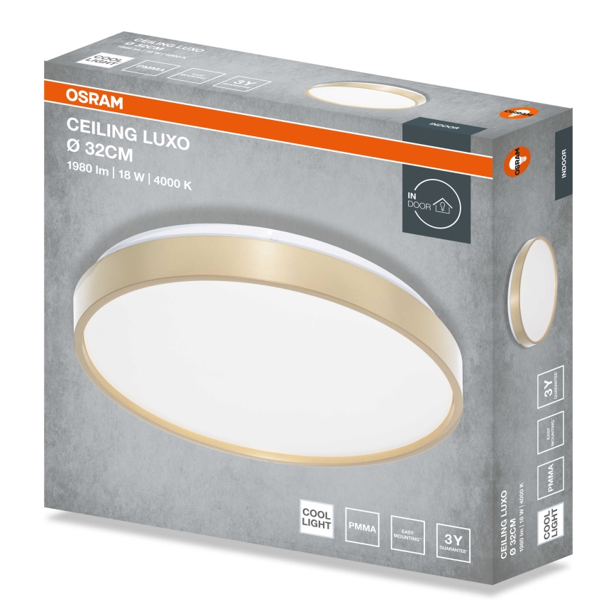 Osram - LED mennyezeti lámpatest CEILING LUXO LED/18W/230V átm. 32 cm arany