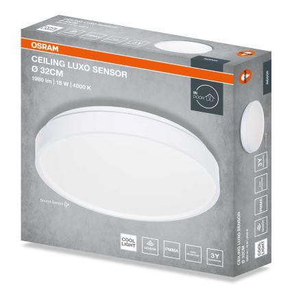 Osram - LED mennyezeti lámpatest alkonyérzékelővel CEILING LUXO LED/18W/230V átm. 32 cm fehér