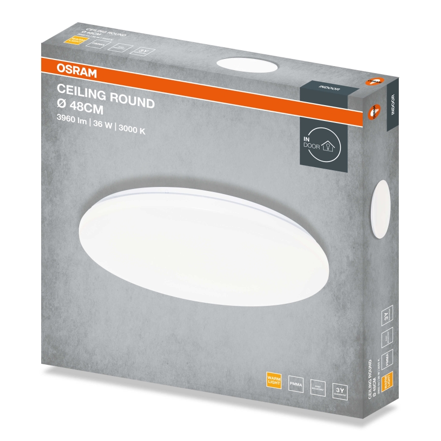 Osram - LED mennyezeti lámpatest CEILING ROUND LED/36W/230V 3000K átm. 48 cm fehér