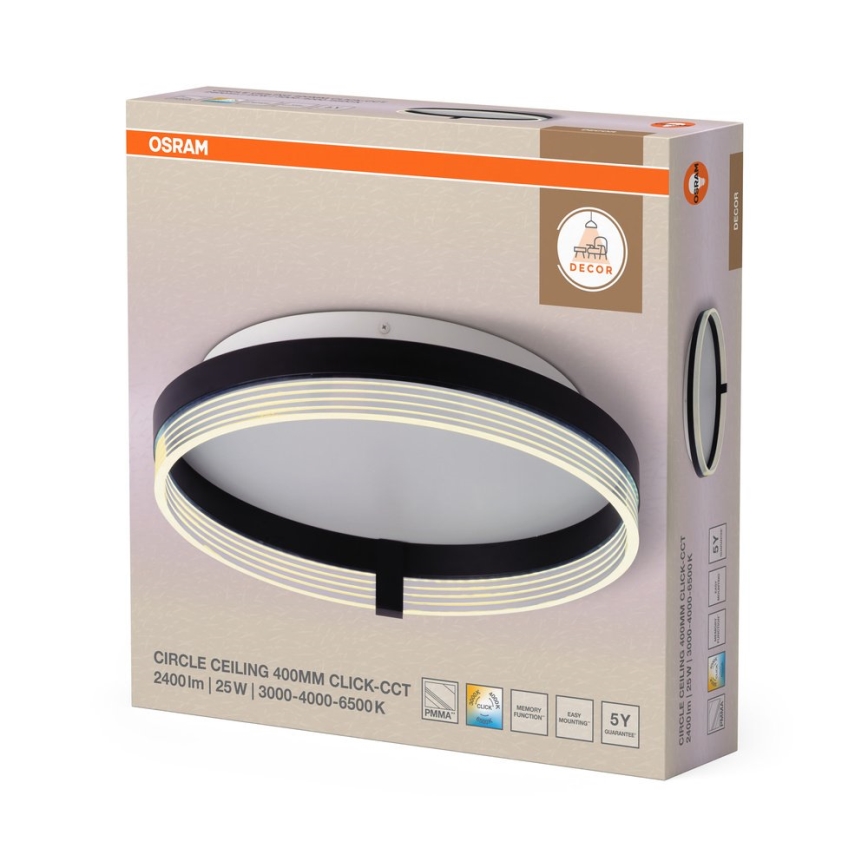 Osram - LED mennyezeti lámpa DECOR CIRCLE LED/25W/230V 3000/4000/6500K átm. 40 cm fekete/fehér