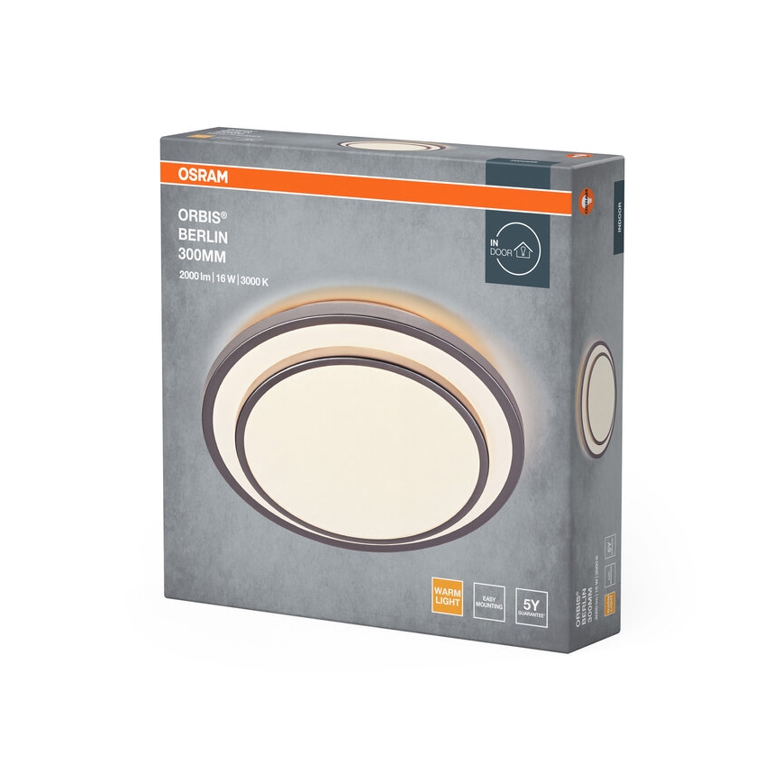 Osram - LED mennyezeti lámpatest ORBIS BERLIN LED/16W/230V átm. 29,3 cm ezüst