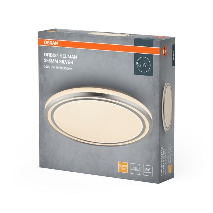 Osram - LED mennyezeti lámpatest ORBIS HELMAN LED/16W/230V átm. 29,5 cm ezüst