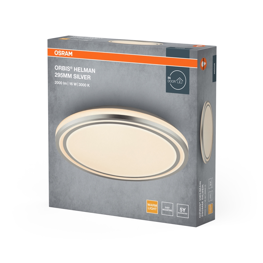 Osram - LED mennyezeti lámpatest ORBIS HELMAN LED/16W/230V átm. 29,5 cm ezüst