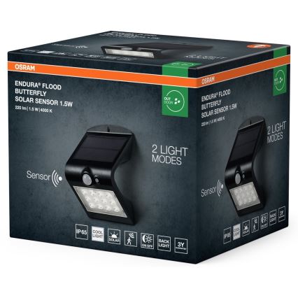 Osram - LED Napelemes fali lámpa mozgás és alkonyérzékelővel LEPKE LED/1,5W/3,7V 1200 mAh IP65