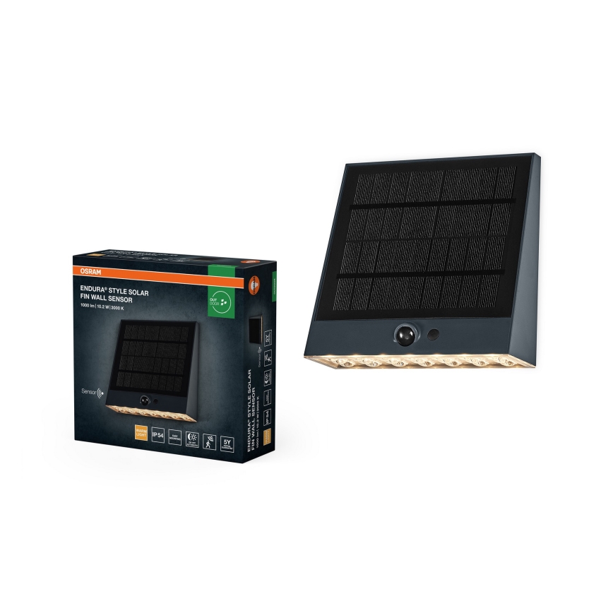Osram - LED napelemes fali lámpa érzékelővel ENDURA STYLE LED/10,2W/4,2V 2000 mAh IP54 antracit