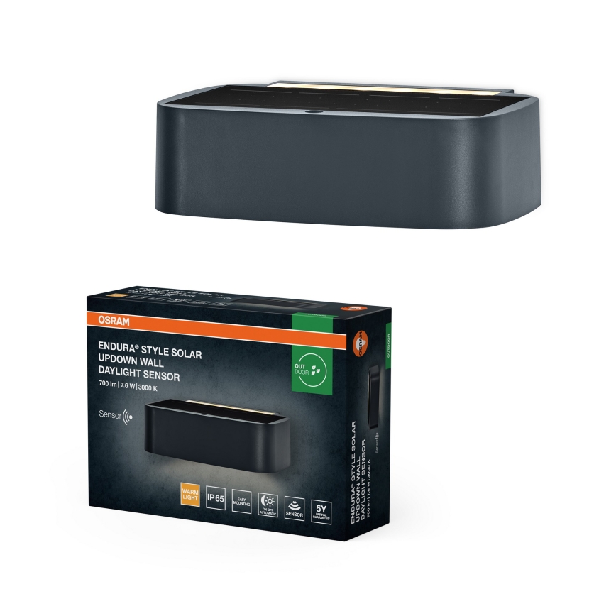 Osram - LED fényerőszabályozható napelemes fali lámpa ENDURA STYLE LED/7,6W/4,2V 2000 mAh IP65 antracit