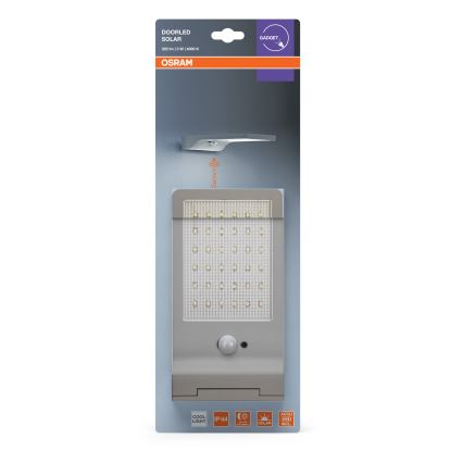 Osram - napelemes LED fali lámpatest érzékelővel DOORLED LED/3W/3,3V 2000 mAh IP44 ezüst