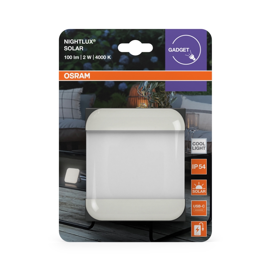 Osram - LED napelemes hordozható lámpatest NIGHTLUX LED/2W/5V IP54 szürke