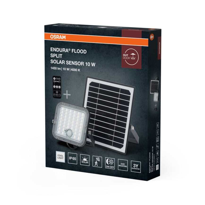 Osram - LED dimmelhető napelemes reflektor érzékelővel ENDURA LED/10W/4,2V 4000K IP65 fekete + távirányító