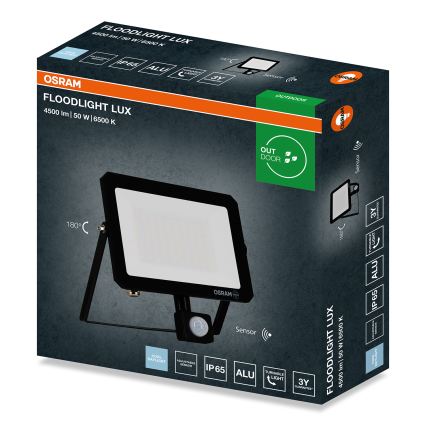 Osram - LED reflektor mozgás- és alkonyérzékelővel FLOODLIGHT LED/50W/230V 6500K IP65 fekete