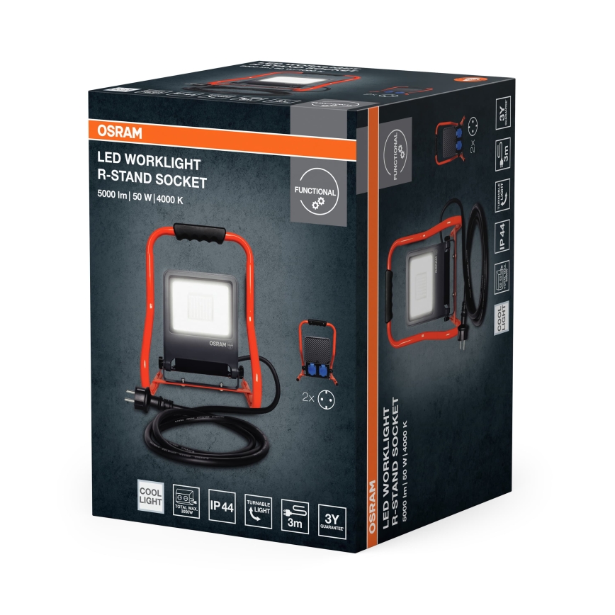 Osram - LED-reflektor tartóval és aljzatokkal R-STAND LED/50W/230V 4000K IP44 narancssárga/antracit
