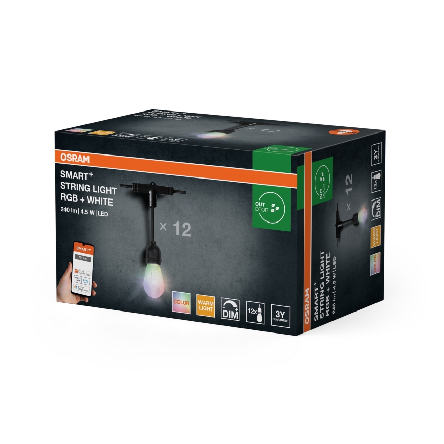 Osram - LED RGB dimmelhető kültéri fényfüzér SMART+ STRING 12xLED/230V 7,47m IP44 Wi-Fi