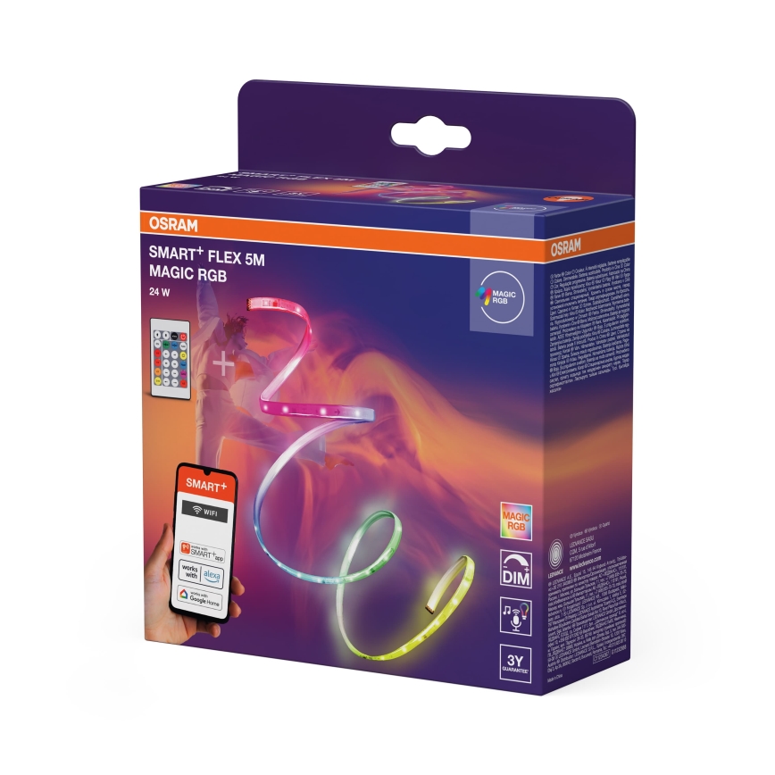 Osram - LED RGB fényerőszabályozható szalag SMART+ MAGIC FLEX 5m LED/24W/230V Wi-Fi + távirányító