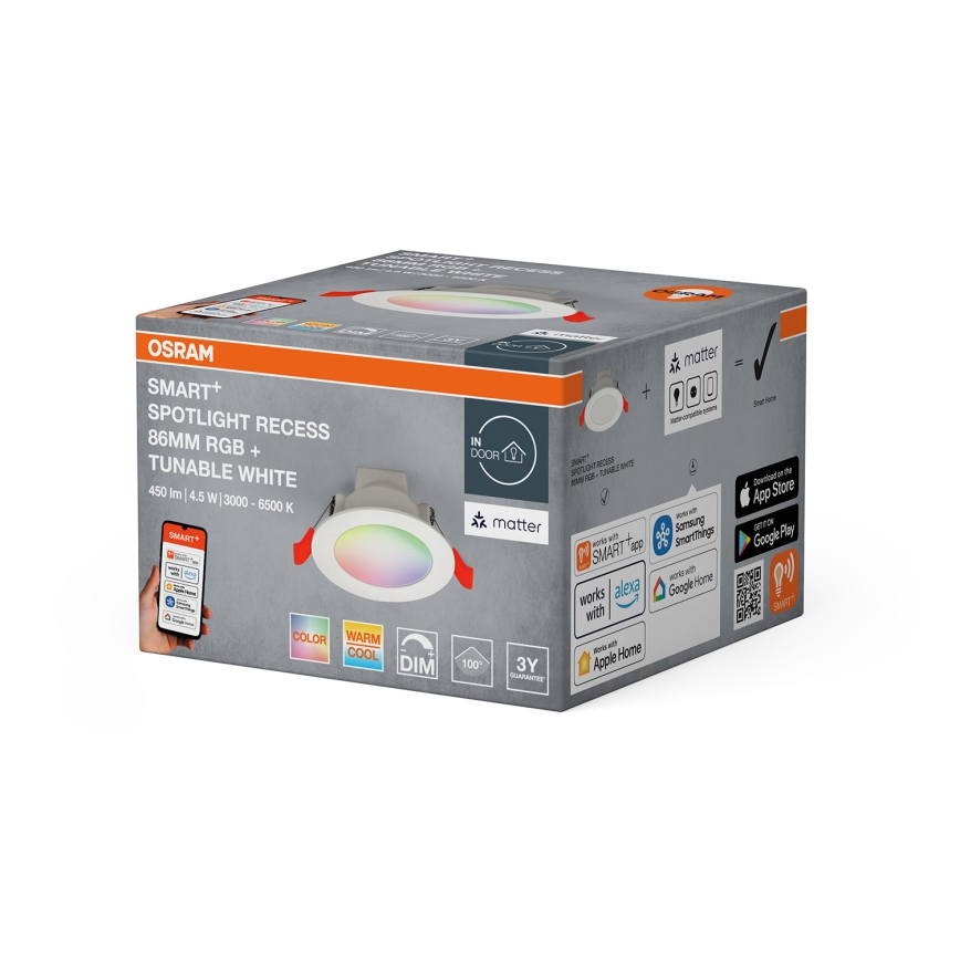 Osram - RGB LED fényerőszabályozható beépíthető mennyezeti lámpa SMART+ DOWNLIGHT LED/4,5W/230V 3000-6500K Wi-Fi