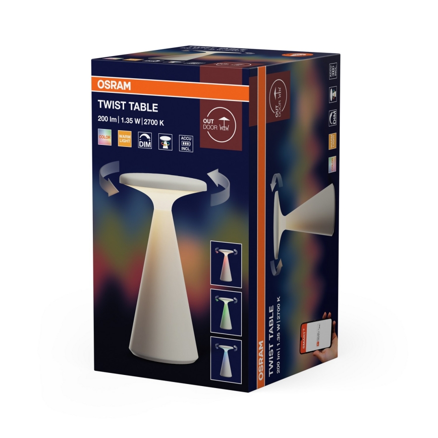 Osram - RGB LED fényerőszabályozható, érintésvezérelt, tölthető kültéri asztali lámpa SMART+ TWIST LED/1,35W/3,7V 1800 mAh IP44