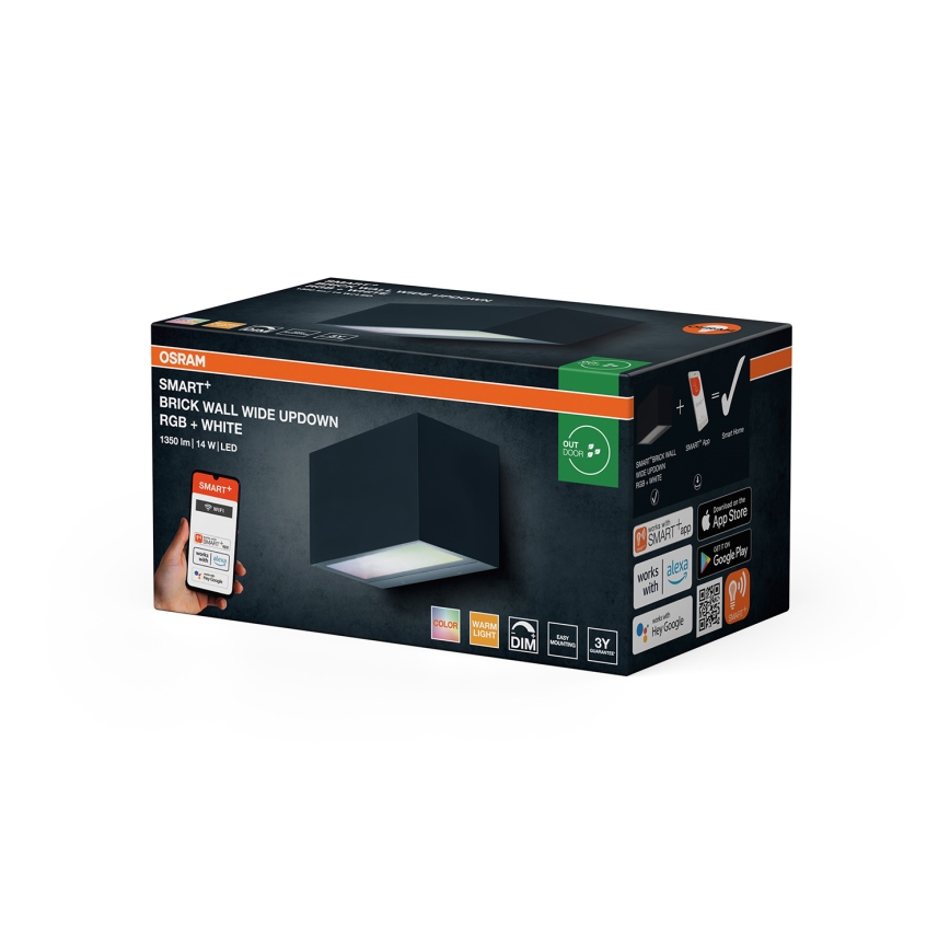 Osram - LED RGBW, fényerőszabályozható kültéri fali lámpa SMART+ BRICK LED/14W/230V IP44 Wi-Fi