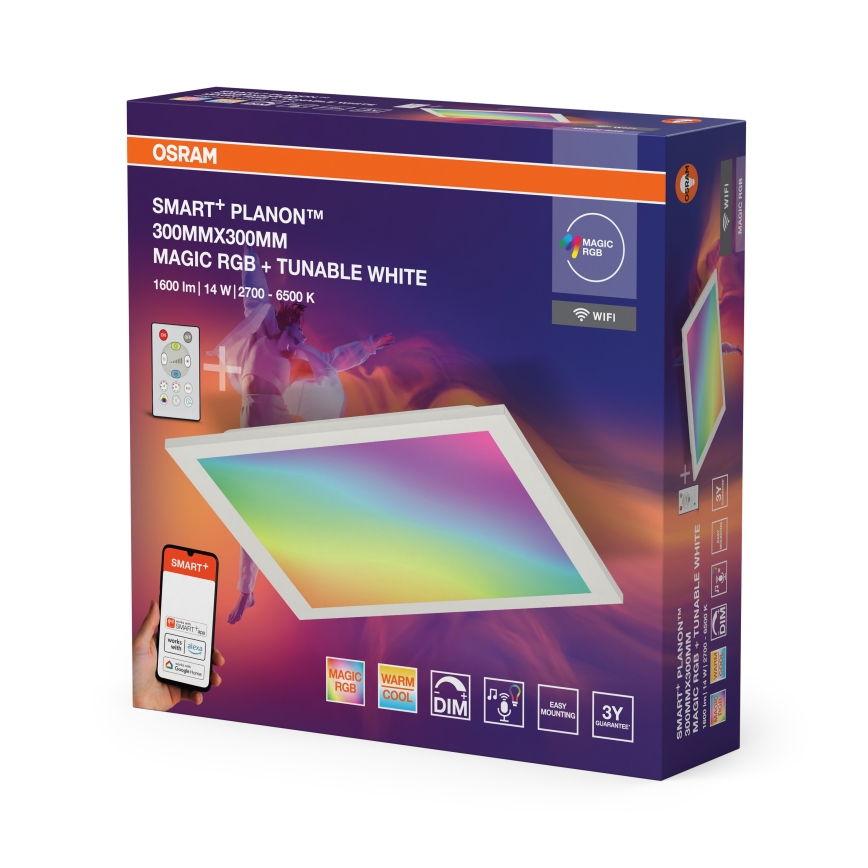 Osram - LED RGBW Dimmelhető mennyezeti lámpatest SMART+ MAGIC LED/14W/230V 2700-6500K 30x30 cm Wi-Fi + távirányító
