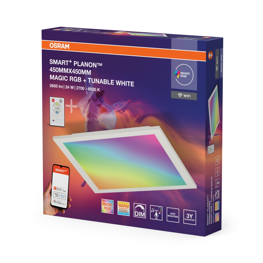 Osram - LED RGBW Fényerőszabályozható mennyezeti lámpa SMART+ MAGIC LED/24W/230V 2700-6500K 45x45 cm Wi-Fi + távirányító