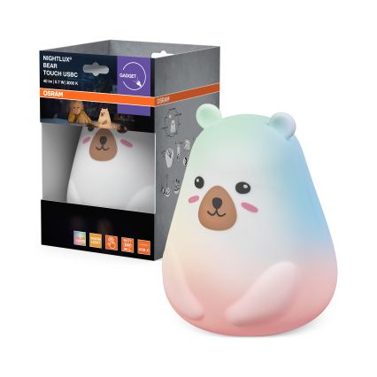 Osram - LED RGBW fényerőszabályozható gyermek érintős lámpa NIGHTLUX BEAR LED/0,7W/3,7V 1200 mAh fehér