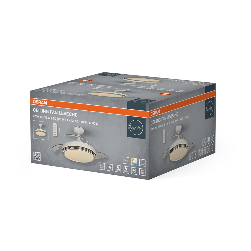 Osram - Fényerőszabályozható LED mennyezeti lámpa ventilátorral LEVECHE LED/36W/230V 3000/4000/6500K + távirányító
