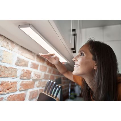 Osram - LED polc alá szerelhető lámpatest mozgás- és alkonyérzékelővel LINEAR LED/4W/3,7V 1500 mAh 3000/4000/6500K 60 cm szürke