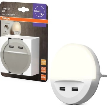 Osram - LUNETTA konnektoros LED éjszakai lámpa érzékelővel, 2xUSB, LED/13W/230V