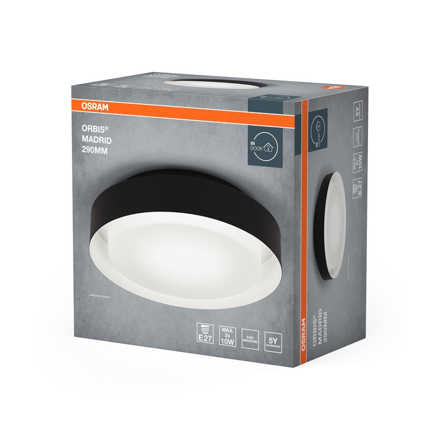 Osram - Mennyezeti lámpa ORBIS MADRID 2xE27/10W/230V átm. 29 cm fekete