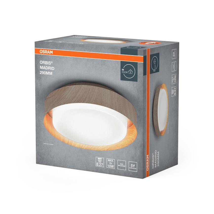 Osram - Mennyezeti lámpatest ORBIS MADRID 2xE27/10W/230V, átm. 29 cm, fa dekor