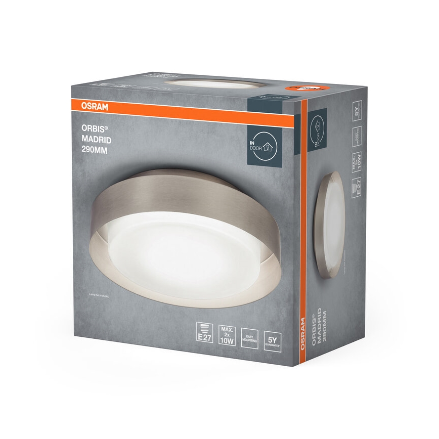 Osram - Mennyezeti lámpatest ORBIS MADRID 2xE27/10W/230V átm. 29 cm matt króm