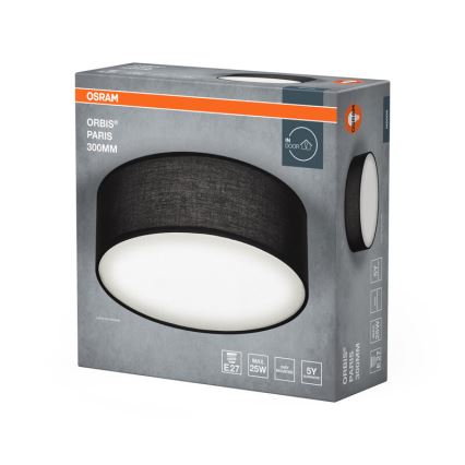 Osram - mennyezeti lámpatest ORBIS PARIS 1xE27/25W/230V átm. 30 cm fekete