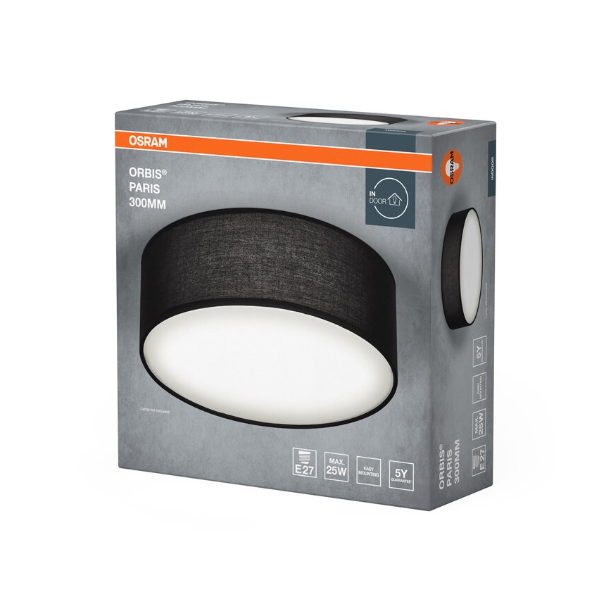 Osram - mennyezeti lámpatest ORBIS PARIS 1xE27/25W/230V átm. 30 cm fekete
