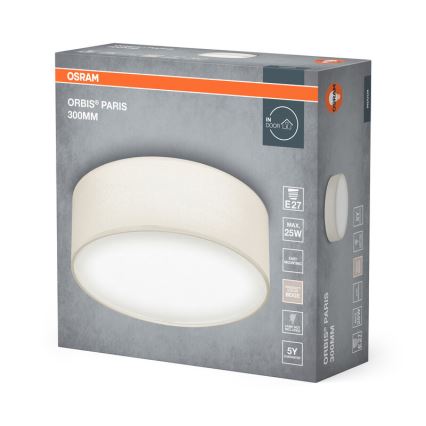 Osram - Mennyezeti lámpatest ORBIS PARIS 1xE27/25W/230V Ø 30 cm krémszínű