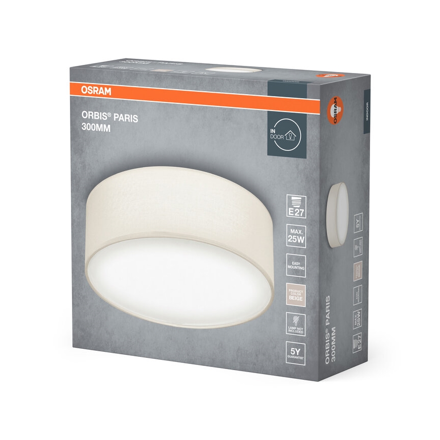 Osram - Mennyezeti lámpatest ORBIS PARIS 1xE27/25W/230V Ø 30 cm krémszínű