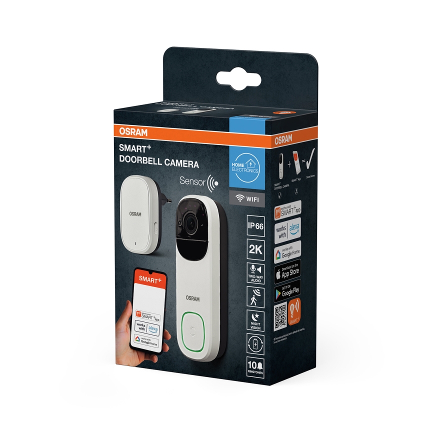 Osram - Okos 2K videócsengő SMART+ 230V IP66 Wi-Fi érzékelővel