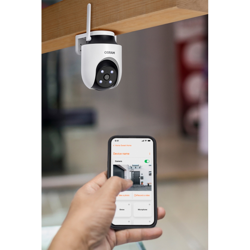 Osram - Okos kültéri kamera 360° érzékelővel 2K SMART+ 230V IP67 Wi-Fi
