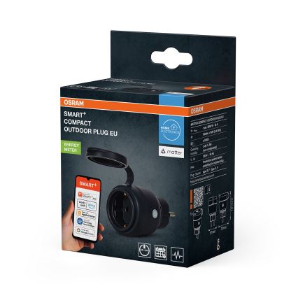Osram - Okos kültéri konnektor SMART+ MATTER SCHUKO 3680W/230V/16A IP44 Wi-Fi