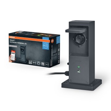 Osram - Okos kültéri konnektoros oszlop 2× SCHUKO aljzattal, beépített Wi‑Fi jelerősítővel, IP44