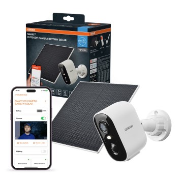 Osram - Okos napelemes kamera 2K érzékelővel, SMART+, 5V, 5200 mAh, IP66, Wi‑Fi