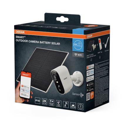 Osram - Okos napelemes kamera 2K érzékelővel, SMART+, 5V, 5200 mAh, IP66, Wi‑Fi