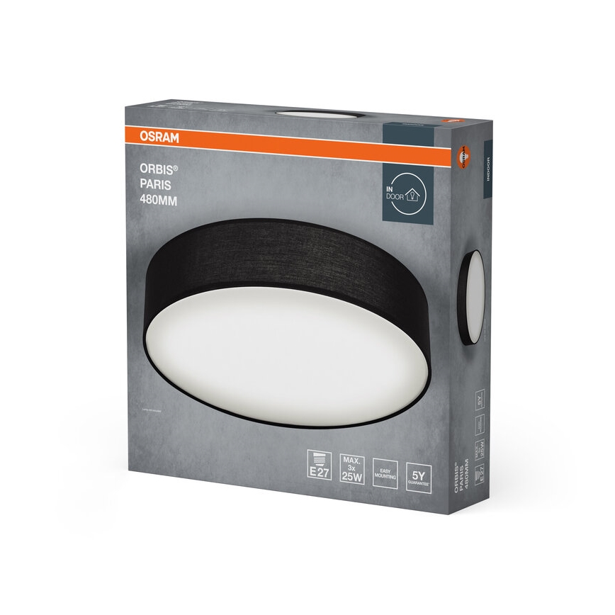 Osram - ORBIS PARIS mennyezeti lámpa 3xE27/25W/230V átm. 48 cm fekete