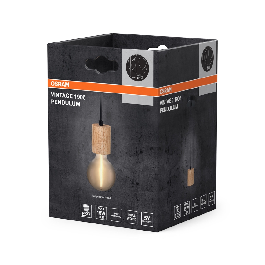 Osram - PENDULUM CYLINDER tápkábel 1xE27/15W/230V fa