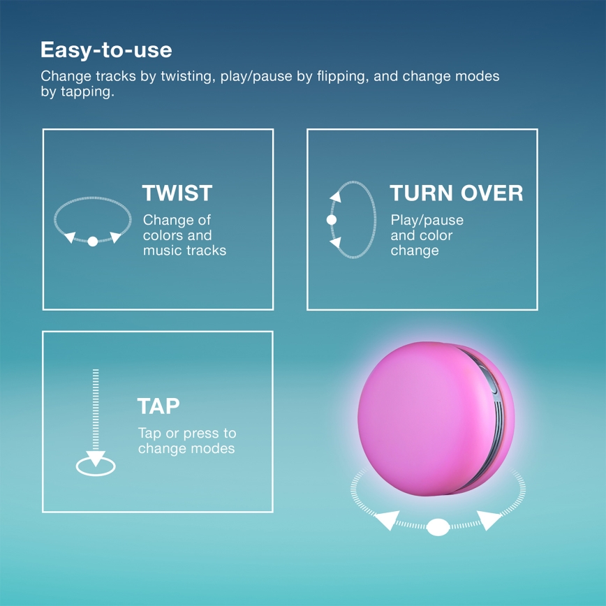 Osram - LED RGB fényerőszabályozható hangszóró SMART+ MACARON LED/1,75W/3,7V 450 mAh rózsaszín