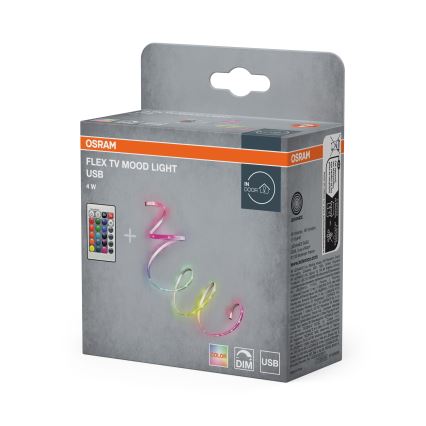 Osram - RGB LED fényerőszabályozható szalag FLEX TV MOOD 1,5m LED/4W/5V + távirányító
