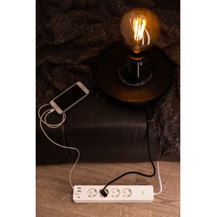 Osram - SMART+ 4 aljzatos hosszabbító, F típus + 2x USB-A + 2x USB-C Wi-Fi