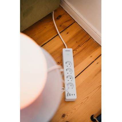 Osram - SMART+ 4 aljzatos hosszabbító, F típus + 2x USB-A + 2x USB-C Wi-Fi