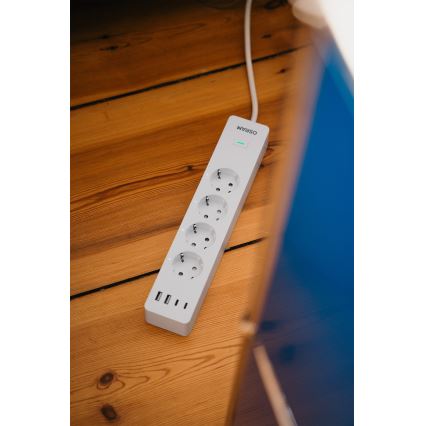 Osram - SMART+ 4 aljzatos hosszabbító, F típus + 2x USB-A + 2x USB-C Wi-Fi